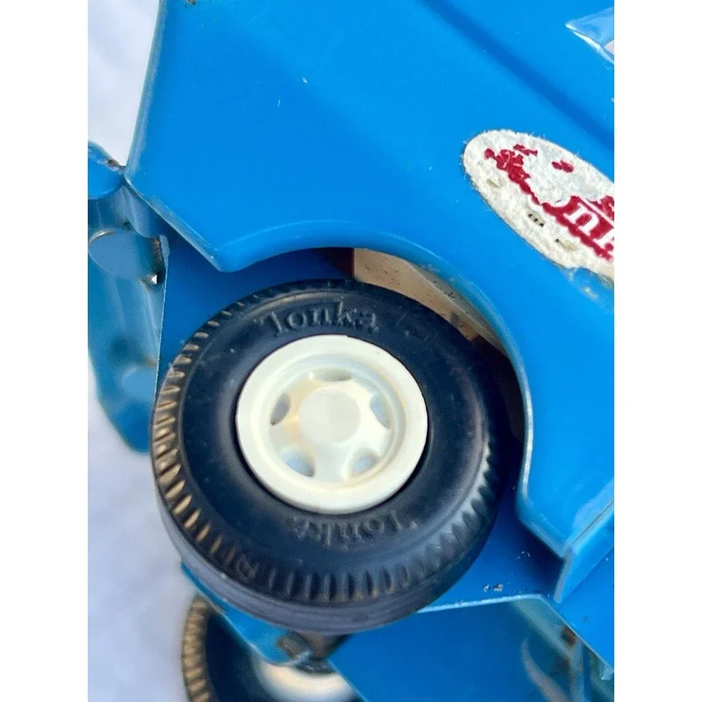 1968 Vintage Mini Tonka Farm Livestock Stake Truck Blue White Dump Bed 5” Toy